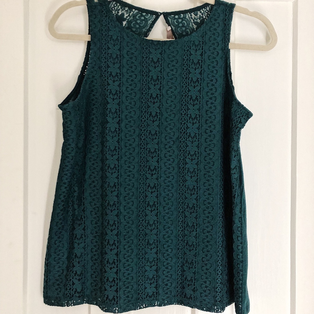 LOFT - Teal Lace Shell